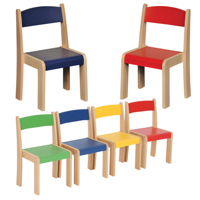 Mixed Colours Stackable Childrens Chair x 4 Mixed Stackable Chairs | Wooden School Chairs | www.ee-supplies.co.uk