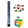 Sensory Bubble Tube LED Colour Changing Light H120cm+ Floating Fish + Remote Cube