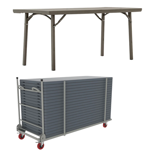 Premium  Rectangular Folding Large Table L1830 x W760 x 10 + Trolley Bundle