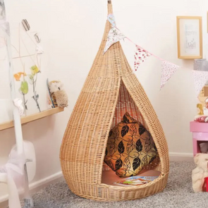 Wicker Reading Pod + Cushion