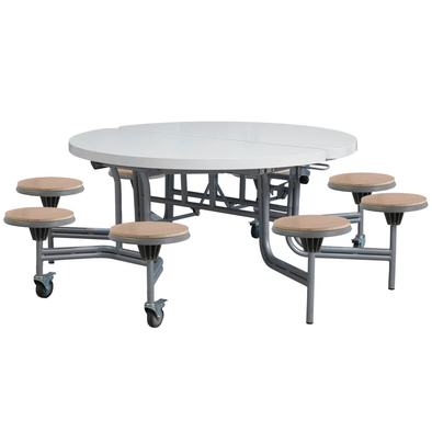 Primo Mobile Folding School Dining Table 8 Seat Round - White Gloss - D152cm 8 Seat Primo Round Mobile Folding School Dining Table - White gloss - D1520mm | Dining | www.ee-supplies.co.uk