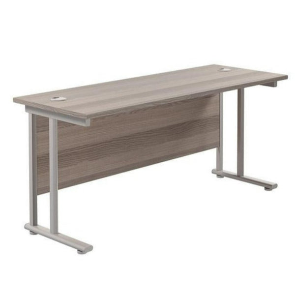 Twin Upright Rectangular Desk - Grey Oak