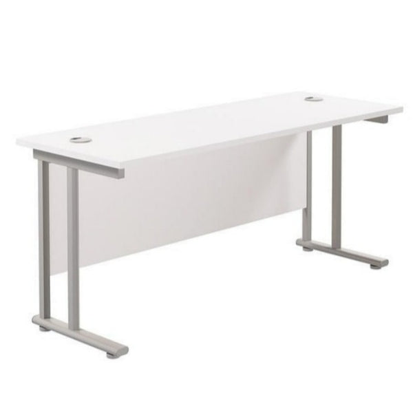 Twin Upright Rectangular Desk - White