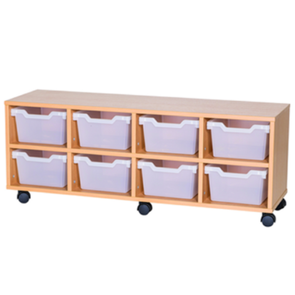 Mobile Quad Bay Cubby Tray Unit - 8 Deep Trays 460mm High 9 Deep Trays | School Tray Storage | www.ee-supplies.co.uk