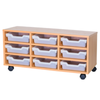 Mobile Triple Bay Cubby Tray Unit - 9 Shallow Trays 460mm High 9 Shallow Trays | School Tray Storage | www.ee-supplies.co.uk