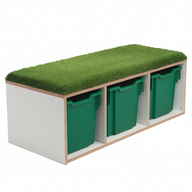 Grassy Bench Storage With 3 Jumbo Trays