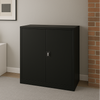 Steel Double Door Cupboard - H1000mm - Black