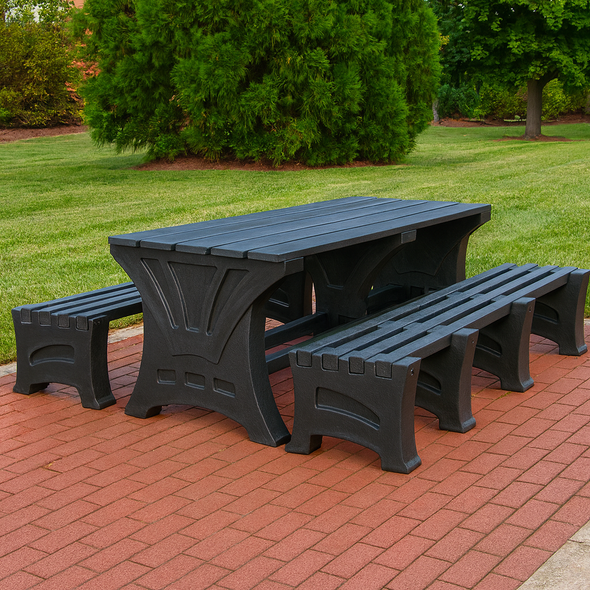 100% Recycled Premier 6 & 8 Person Outdoor Table & Bench Set