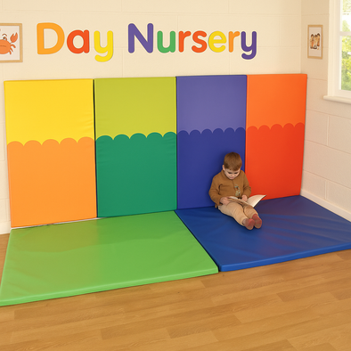 Nursery Soft Wall Pads x 4 - Multi Colour + Floor Mats