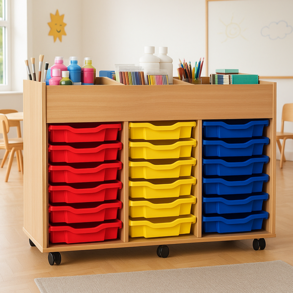 Mobile 18 Tray Art Kinderbox With 6 Compartments