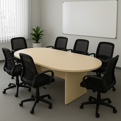 D End Meeting Table - Maple