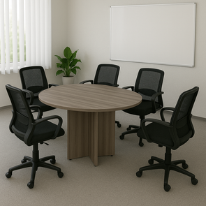 Round Meeting Table - Grey Oak