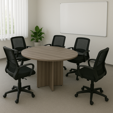 Round Meeting Table - Grey Oak