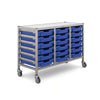 Gratnells 18 Shallow Low Tray Treble Width Trolley - Silver Frame