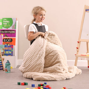 Eden Cable Knit Faux Fur Weighted Blanket