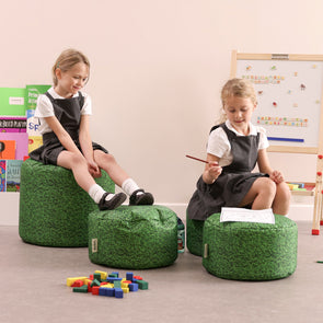Eden Grass Printed Bean Bag Stool Teacher Set 4 Pack