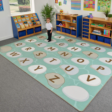Alphabet Rocks Learning Carpet W2570 x D3600mm Alphabet Rocks Learning Carpet - W2570 x D3600mm | Rainbow Carpets & Rugs | www.ee-supplies.co.uk