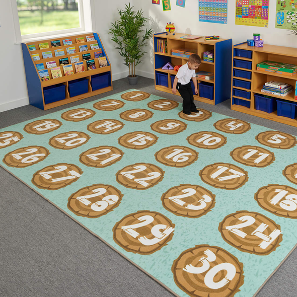 Number Logs Learning Carpet W2570 x D3600mm Alphabet Rocks Learning Rug Learning Rug - W2570 x D3600mm | Rainbow Carpets & Rugs | www.ee-supplies.co.uk