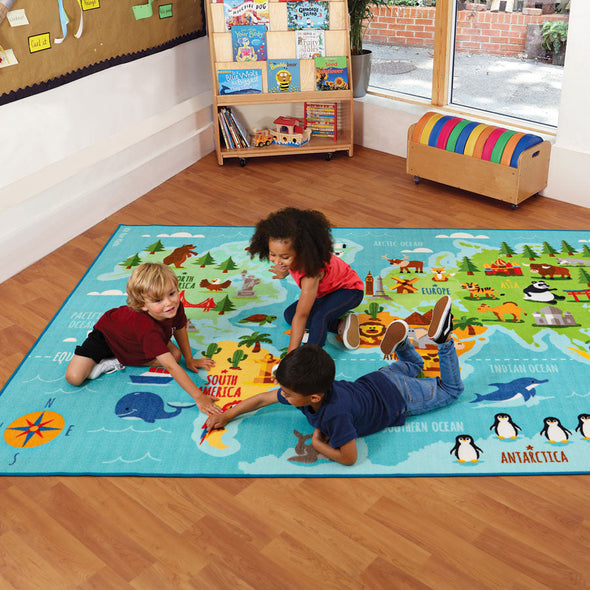 Animals & Places of the World Carpet 3000 x 2000mm Animals & Places of the World Carpet 3m x 2m | Floor play Carpets & Rugs | www.ee-supplies.co.uk