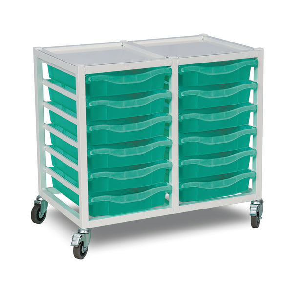 Antimicrobial Metal Tray Trolley - 12 Trays