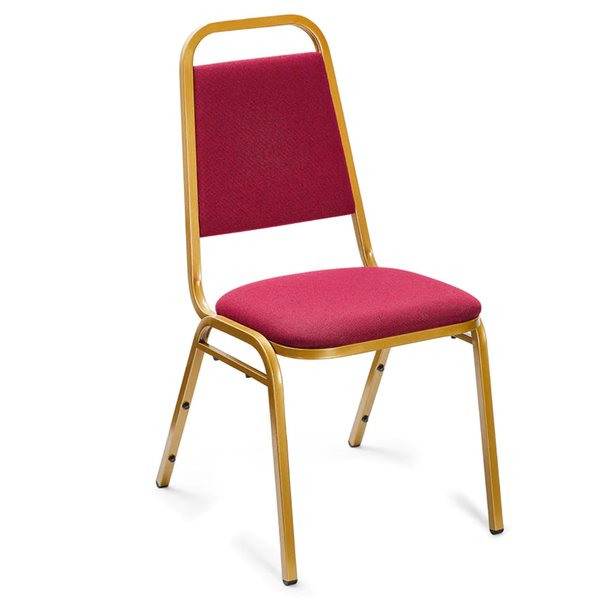 Essential Banqueting Chair - Burgundy With Gold Steel Frame