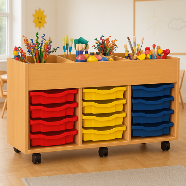 Mobile 6 Bay Art Tray Store + 12 Shallow Trays