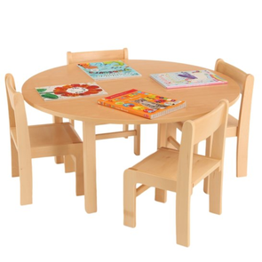 Beech Veneer Nursery Round Table D1000 x H400mm + 4 Chairs H21cm Beech Veneer Nursery Round Table D1000 xH400mm + 4 Chairs H21cm | Seating | www.ee-supplies.co.uk
