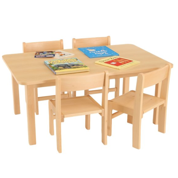 Beech Veneer Rectangular Table W960 x D690 x H465mm + 4 x Chairs H26cm Beech Veneer Rectangular Table 960 x H465mm + 4 x Chairs H26cm | Seating | www.ee-supplies.co.uk