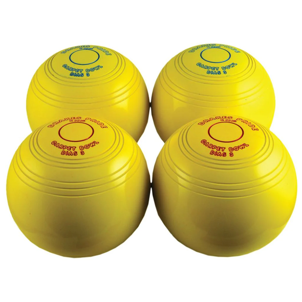 Biased Indoor Carpet Bowls - Yellow x 4 Biased Indoor Carpet Bowls - Yellow |  www.ee-supplies.co.uk