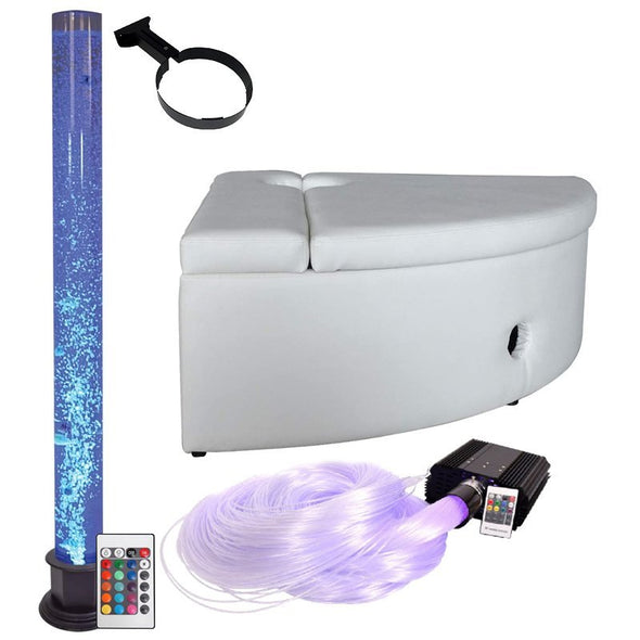 Bubble Tube 1.8mtr + Padded Corner Plinth + Fibre Optic Light 100 Tails Long Bundle Bubble Tube Corner Padded Surround Seat Base Plinth – 95 x 95 x 37cm | Sensory | www.ee-supplies.co.uk