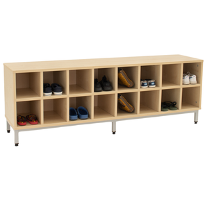 Bubblegum Cloakroom Bench With 16 Open Compartments Bubblegum Cloakroom Seat Unit | Cloakroom Trolley | www.ee-supplies.co.uk