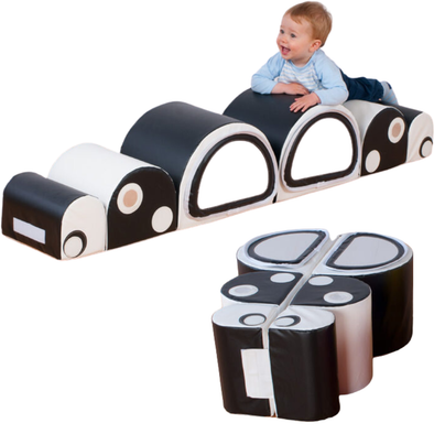 Soft Play Caterpillar Mirror Bumps - Black & White Caterpillar Mirror Bumps | Sensory Floor Play | www.ee-supplies.co.uk