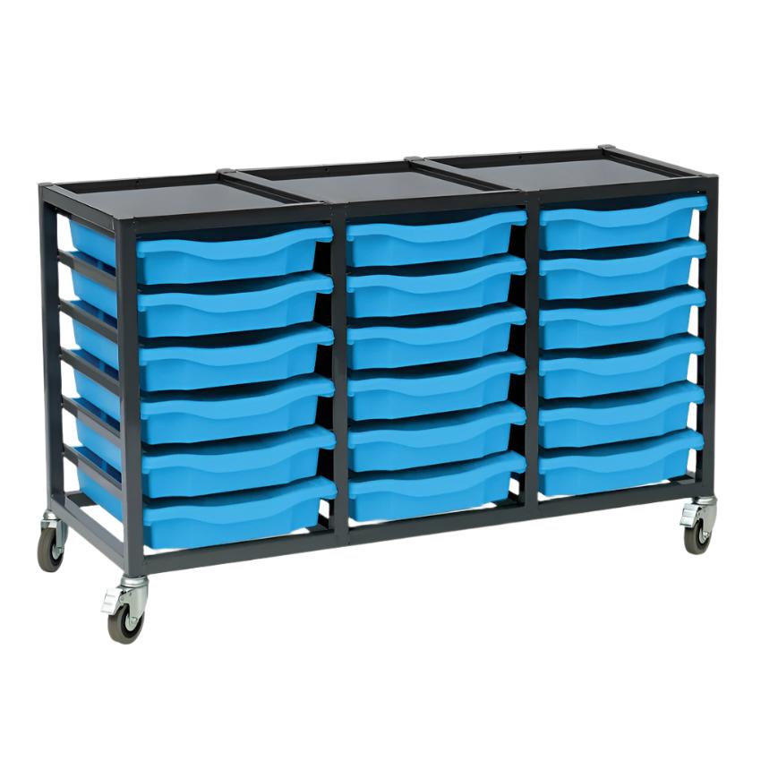 Machine Learning Trays Mobile Science Metal Tray Storage Unit - 18 Tray Triple Column ...