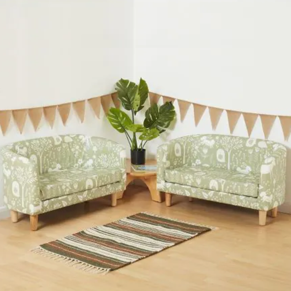 Woodlands Wipeable Vinyl Tub Sofas (2Pk) Childrens Quilted Sofa | Soft Seating | www.ee-supplies.co.uk