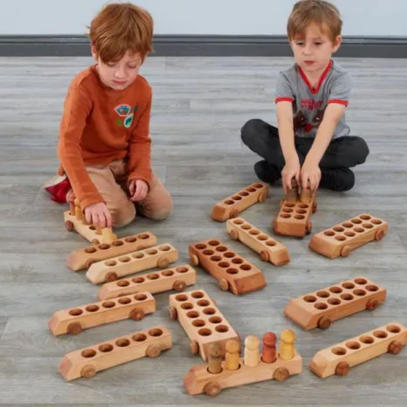 Class Pack Of Wooden Maths Vehicles - Set of 15 Class Pack Of Wooden Maths Vehicles - Set of 15 | www.ee-supplies.co.uk