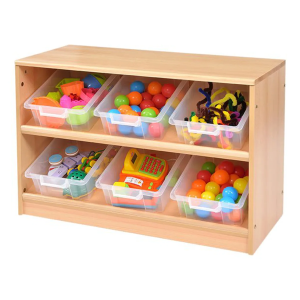 Rs Wooden Tray Tidy Store x 6 Plastic Tubs
