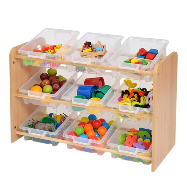 Rs Wooden Tray Tidy Store x 9 Plastic Trays