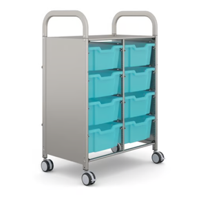 Callero® Gratnells Antimicrobial Double Trolley - 8 x Deep Trays Callero Shield Antimicrobial Double Trolley -  Deep Trays | School Trolley Storage | ee-supplies.co.uk