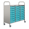 Callero® Gratnells Antimicrobial  Treble Trolley - 24 x Shallow F1 Trays Callero Shield Antimicrobial Treble Trolley - 24 x Shallow F1 Trays | School Trolley Storage | ee-supplies.co.uk