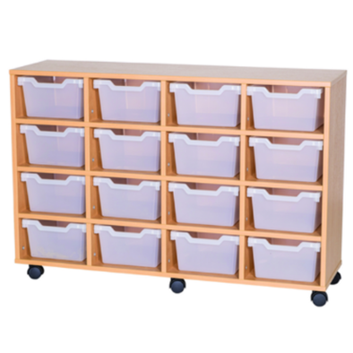 Mobile Quad Bay Cubby Tray Unit - 16 Deep Trays 800mm High Cubby Tray Unit -16 Deep Trays | School Tray Storage | www.ee-supplies.co.uk