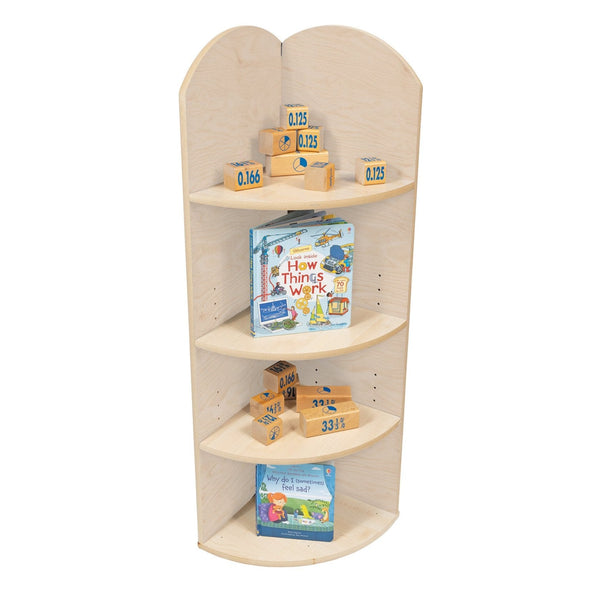 Curved Corner Shelf Unit H1200mm Maple Curved Mobile Classroom Organiser | Kinderbox | www.ee-supplies.co.uk