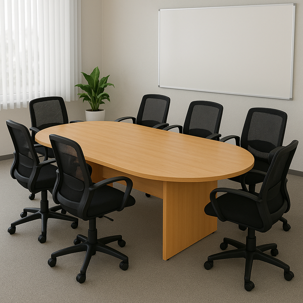 D End Meeting Table - Beech