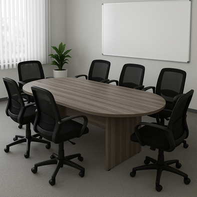 D End Meeting Table - Grey Oak D End Meeting Tables | Office Meeting Tables | www.ee-supplies.co.uk