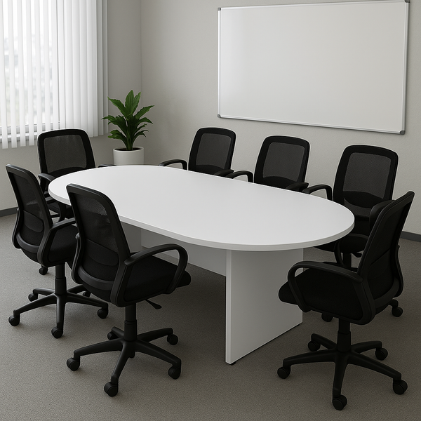 D End Meeting Table - White