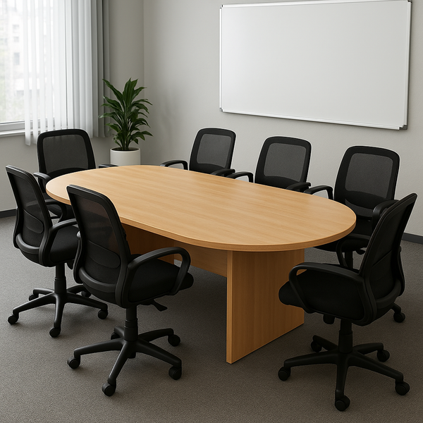 D End Meeting Table - Oak