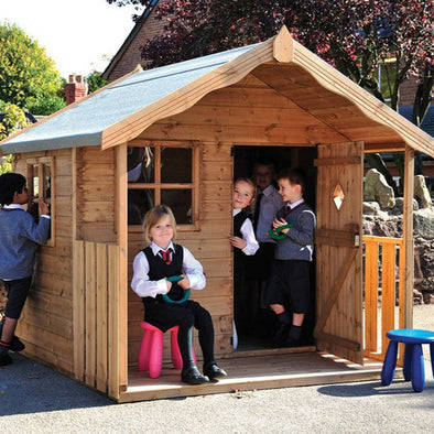 Children’s Outdoor Wooden Den Playhouse Children’s Outdoor Woooden Den Playhouse| Great Outdoors | www.ee-supplies.co.uk