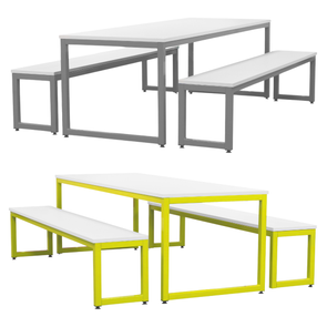 Dining Table & Bench Set - White Tops Dining Table & Bench Set - White Tops | ee-supplies.co.uk