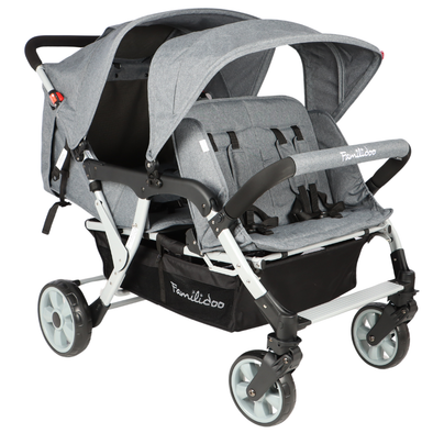 Familidoo 4 Seater Grey Lightweight Pushchair Free Rain Cover Educational Equipment Supplies