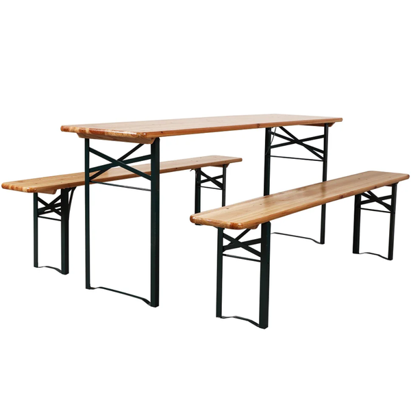 Festival Wooden Folding Slimline Table 180 x 50cm & Bench Set - 180cm