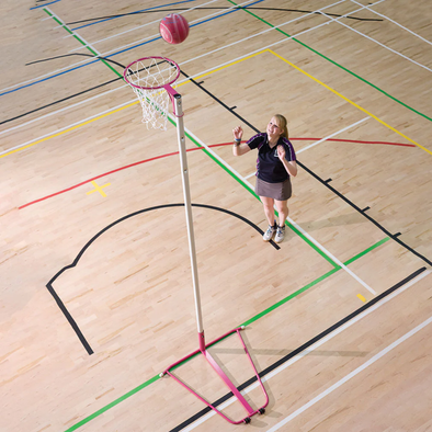 Freestanding Wheelaway Competition Netball Posts - Pink Freestanding Wheelaway Competition Netball Posts | www.ee-supplies.co.uk